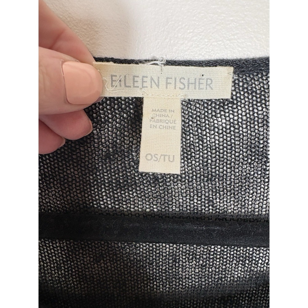 Eileen Fisher Organic Linen Twist Knit Raglan Box Sweater Poncho Top One Size - Picture 4 of 4